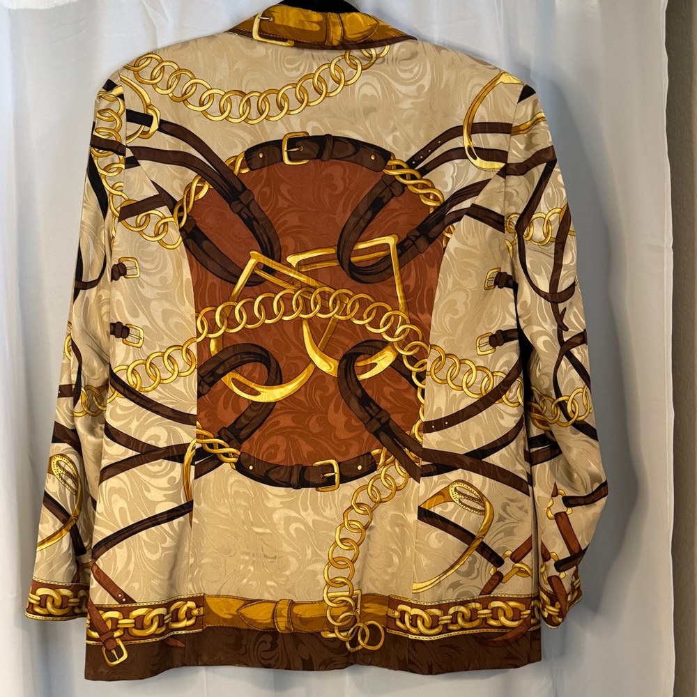 Vintage Coery B New York Silk Chain Print Jacket – Equestrian Style - Picture 6 of 12